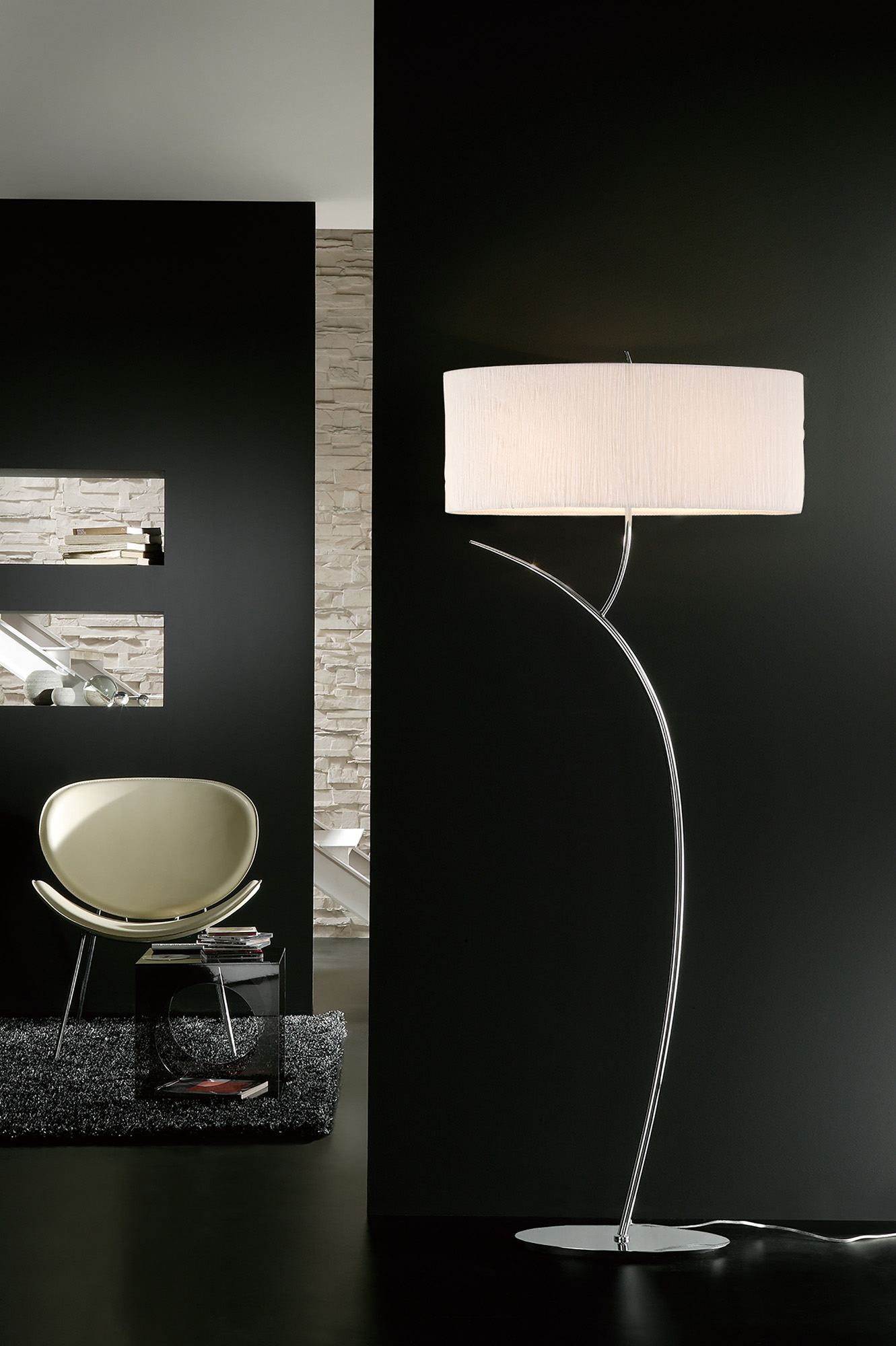 Eve Polished Chrome-White Floor Lamps Mantra Shaded Floor Lamps Eve Polished Chrome-White Floor Lamps Mantra Shaded Floor Lamps
